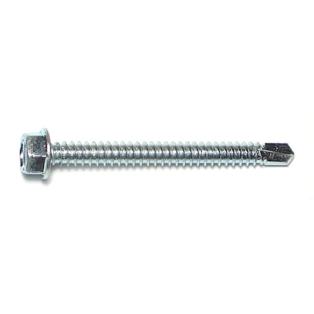 Midwest Fastener Self-Drilling Screw, #14 x 2-1/2 in, Zinc Plated Steel Flange Hex Head External Hex Drive, 100 PK 03300